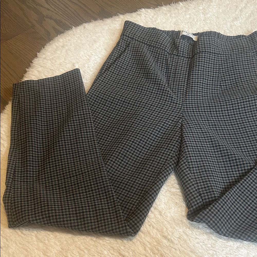 Babaton Black and Gray Checkered Cropped Pants